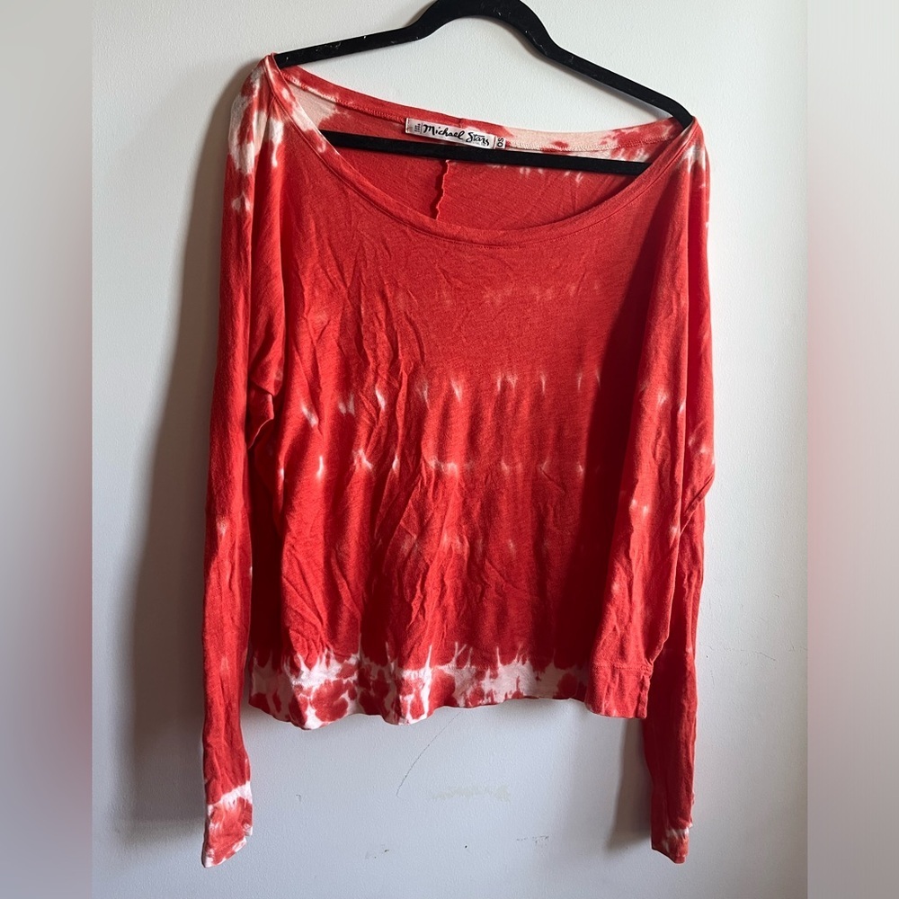 Michael Stars Red Tie-Dye Women's Top O/S
